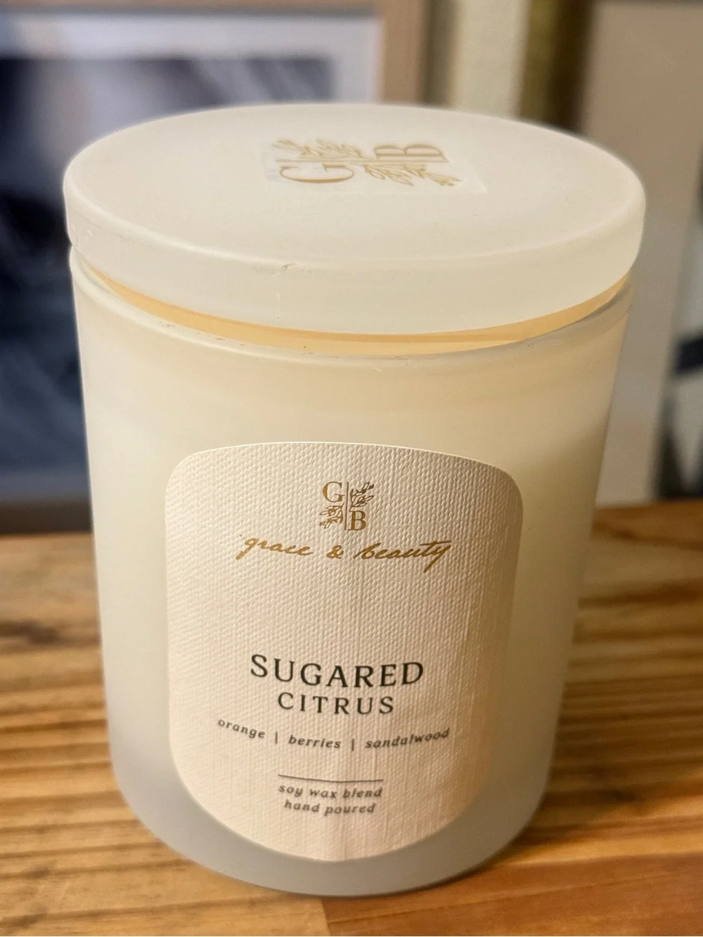 New Grace and beauty lava blue Sugared Citrus SOY Scented Candle - White
